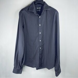 MICHAEL KORS Men’s Charcoal Cosmic Spots Button Dress Shirt Slim Fit Stretch XL